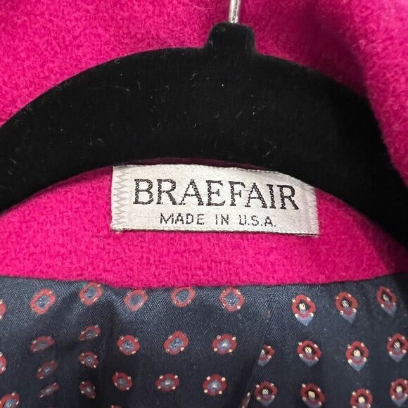 Vintage Braefair Union Made Wool Blend Magenta Pink Double Breasted Coat Women’s - Picture 3 of 10
